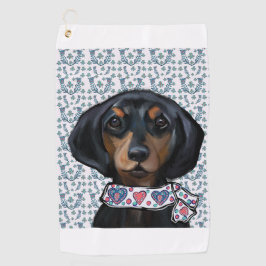 Kerst Dachshund Art Golfhanddoek