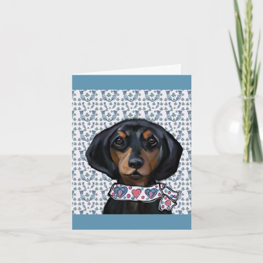 Kerst Dachshund Art Kaart (Voorkant)