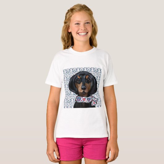 Kerst Dachshund Art T-shirt (Voorkant volledig)