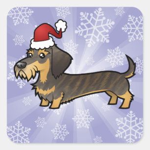 Kerst Dachshund (draadhaar) Vierkante Sticker
