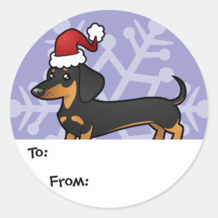 Kerst Dachshund Gift Labels (gladde vacht)