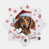 Kerst Dachshund Hond gepersonaliseerd Ornament Kaart (Voorkant)