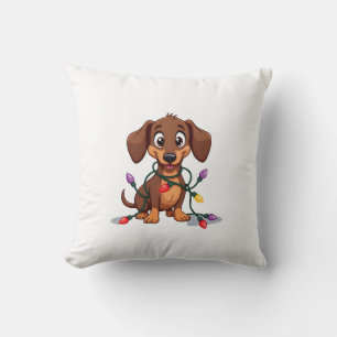Kerst Dachshund Lichtjes (2) Kussen