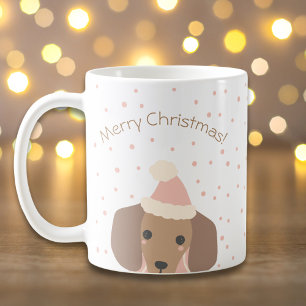 Kerst Dachshund Puppy Hond Bewerkbare kleuren Koffiemok