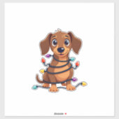 Kerst Dackel Verlichting Sticker (Vel)