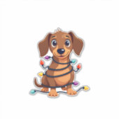 Kerst Dackel Verlichting Sticker (Voorkant)