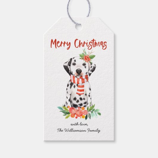 Kerst Dalmatie Hondenvakantie Cadeau Labels Cadeaulabel (Voorkant)