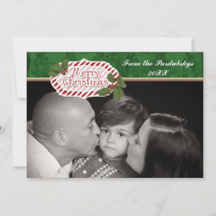 Kerst Damask Candy Cane Gestreepte Holly Kaart