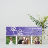 Kerst Damask Snowflake - Royal Paarse Kaart (Staand voorkant)