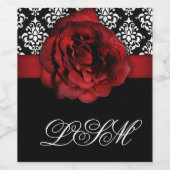 Kerst Damast Bruiloft Wijn Label Red Rose Etiket (Enkel label)
