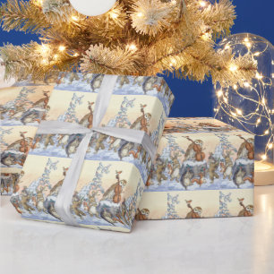 Kerst Dansende Bosdieren Door Molly Brett Cadeaupapier