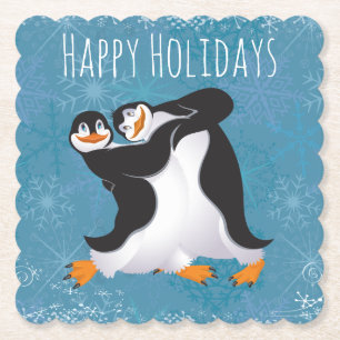Kerst Dansende Pinguïns Papieren Onderzetter