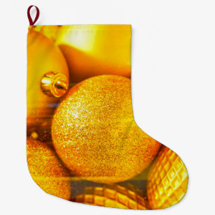 Kerst decor gele kerstballen grote kerstsok