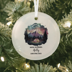 Kerst Decor Verpleegster Buitenshuis Camp Adventur Glas Ornament