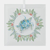 Kerst Decor Zee Schildpad Glas Ornament (Voorkant)