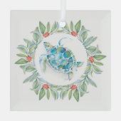 Kerst Decor Zee Schildpad Glas Ornament (Achterkant)