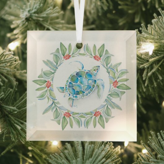 Kerst Decor Zee Schildpad Glas Ornament (Insitu)
