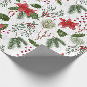 Kerst decoratie groen planten Waterverf Cadeaupapier (Hoek)