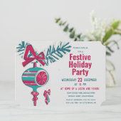 Kerst Decoratie in Mid Century Modern Kaart (Staand voorkant)