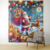 Kerst decoratie met Sinterklaas en rendieren Wandkleed (In situ)