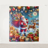 Kerst decoratie met Sinterklaas en rendieren Wandkleed (Voorkant)
