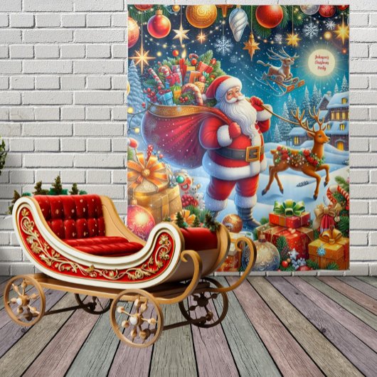 Kerst decoratie met Sinterklaas en rendieren Wandkleed