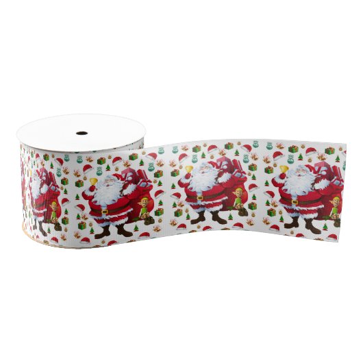 Kerst decoratief lint, Kerstman Grosgrain Lint (Spoel)