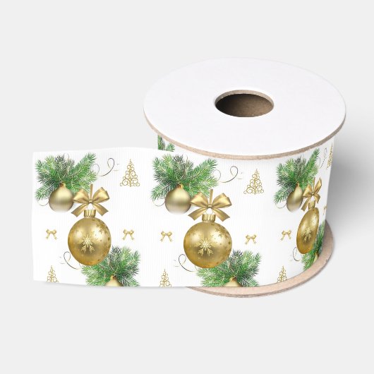 Kerst decoratieve lint, gouden ballen grosgrain lint (Spoel)