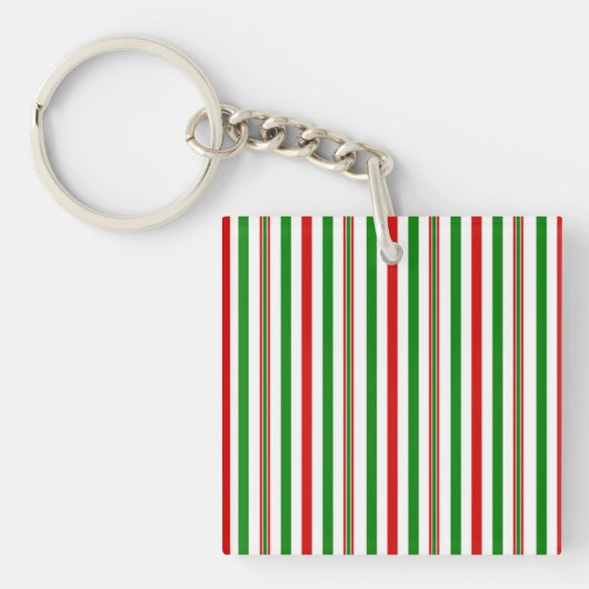 Kerst decoratieve strepen sleutelhanger (voorkant)