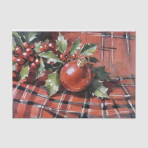 Kerst Decoupage Holly en Ornamenten Tissuepapier