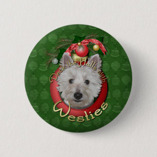 Kerst - Dek de zalen - Westies - Tank Ronde Button 5,7 Cm