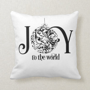 Kerst dek kussen met 'Joy to the world' opdruk