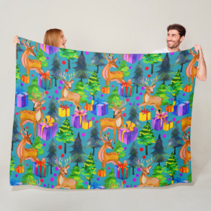 Kerst dennen en herten patroon fleece deken