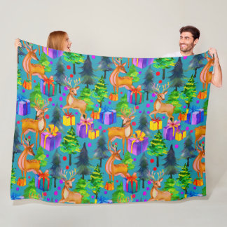 Kerst dennen en herten patroon fleece deken
