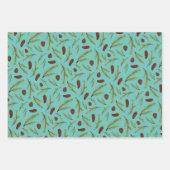 Kerst dennen kegels en takken Waterverf Inpakpapier Vel (Voorkant 3)