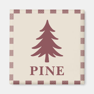 Kerst Dennenboom Magneet Rustieke Burgundy
