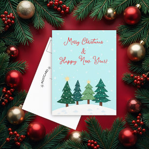 Kerst dennenbos boom vrolijk kerstfeest briefkaart