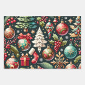 Kerst Design Pattern 9 Flat Sheet Set van 3 Inpakpapier Vel (Voorkant 2)
