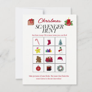 Kerst Design Scavenger Hunt Game Kaart