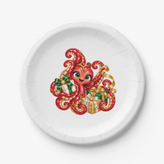 Kerst Dessertborden – Eva de Octopus Papieren Bordje