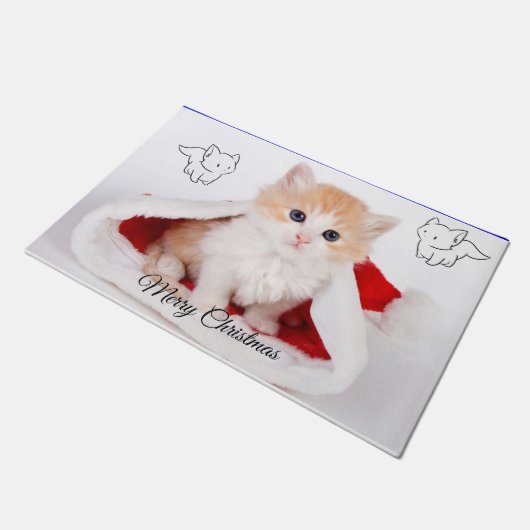 Kerst deur mat, vrolijke kerst kitten deurmat (Schuin)