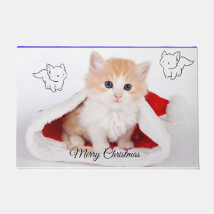 Kerst deur mat, vrolijke kerst kitten deurmat
