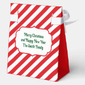Kerst Diagonaal Rood en Wit Stripes Eenvoudig Bedankdoosjes (Achterkant)