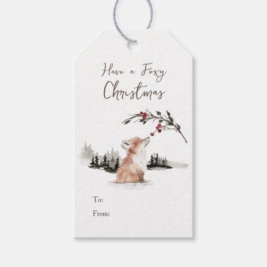 Kerst Dierenvos Cadeaulabel (Voorkant)