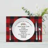 Kerst Diner Party Buffel Plaid Uitnodiging (Staand voorkant)