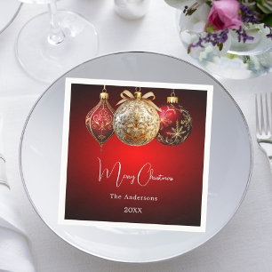 Kerst dinerfeest rood gouden ornamenten servet