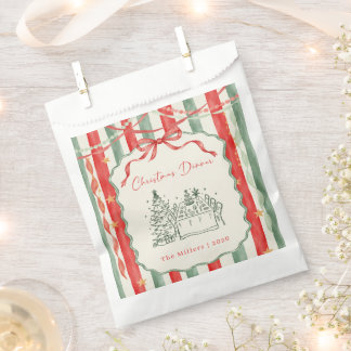 Kerst Dinner met Vintage Streep Boog Bedankzakje