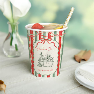 Kerst Dinner met Vintage Streep en Strik Papieren Bekers