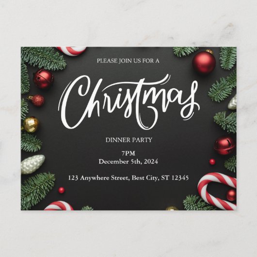 Kerst Dinner Party Briefkaart (Voorkant)