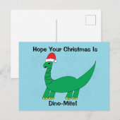Kerst Dinosaur Dinomite Grappig Personaliseren Briefkaart (Voorkant / Achterkant)